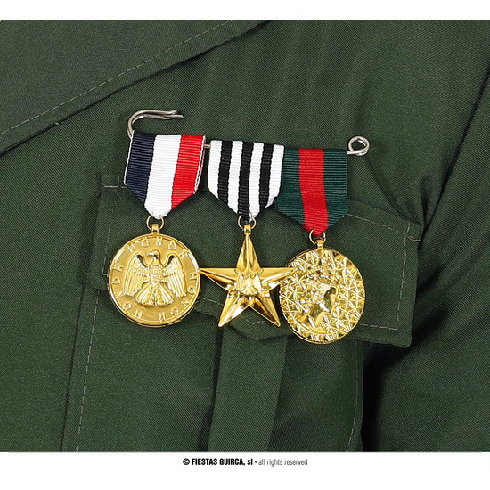 INSIGNIA MILITAR CON 3 MEDALLAS image 0