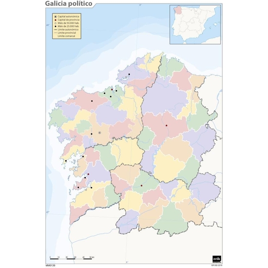 MAPA MUDO GALICIA POLITICO A4 image 0