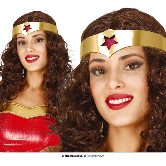 PELUCA SUPER HEROÍNA CON DIADEMA EN CAJA image 0