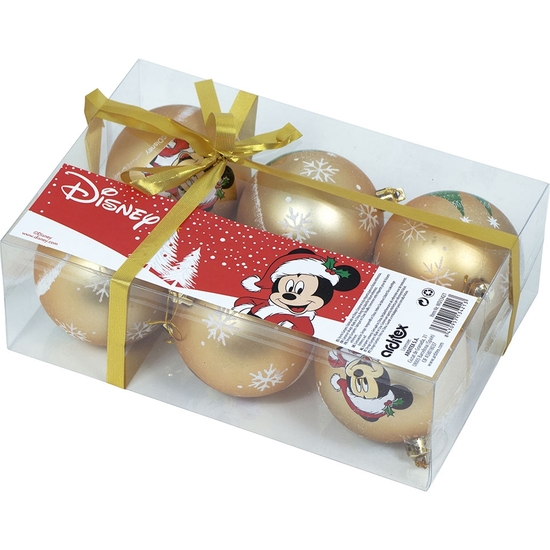 MICKEY MOUSE PACK 6 BOLAS DE NAVIDAD 8 CM ORO image 0