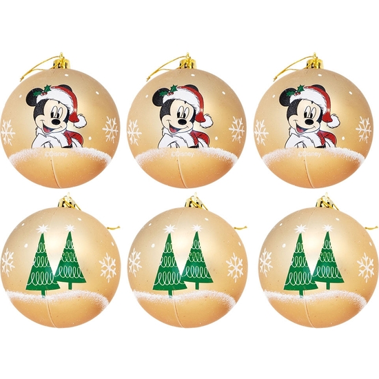 MICKEY MOUSE PACK 6 BOLAS DE NAVIDAD 8 CM ORO image 1