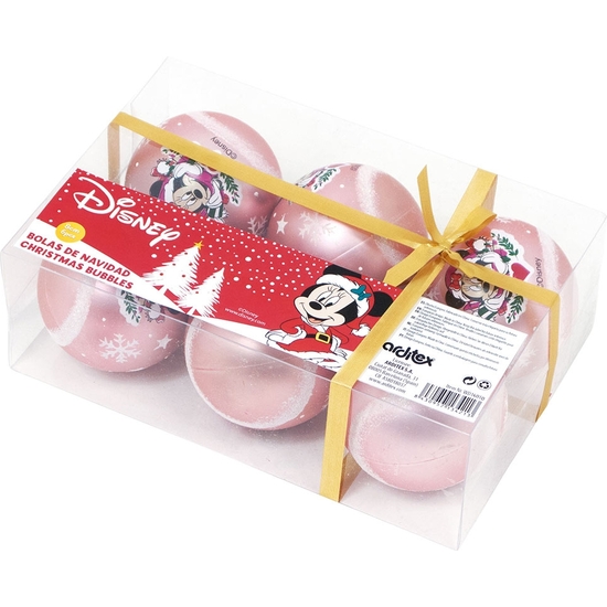 MINNIE MOUSE PACK 6 BOLAS DE NAVIDD 8 CM ROSA image 0