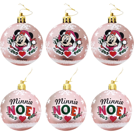 MINNIE MOUSE PACK 6 BOLAS DE NAVIDD 8 CM ROSA image 1