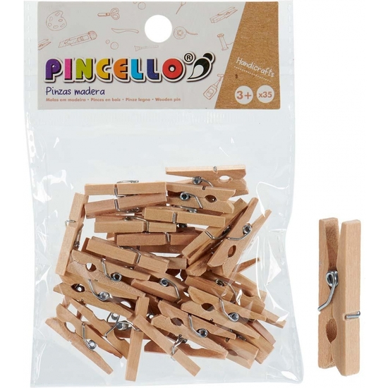 PACK 35 MINI PINZAS MADERA image 0