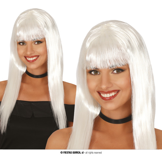 PELUCA MELENA LARGA BLANCA image 0