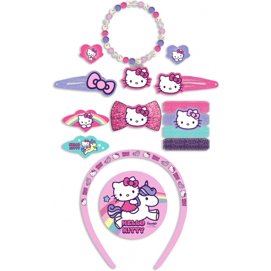 HELLO KITTY SET 14 ACCESORIOS PELO Y JOYITAS 29X18 image 1