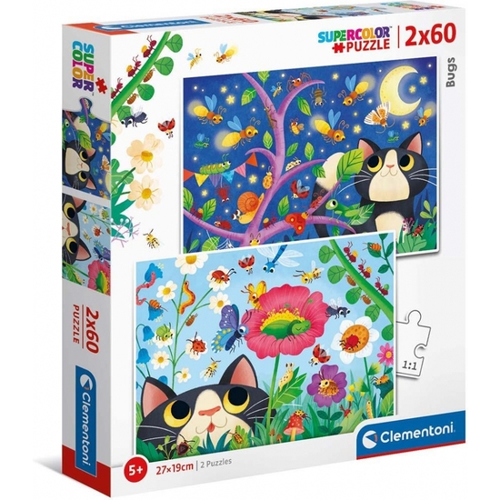 PUZZLE DOBLE 2X60 PZAS GATO INSECTOS image 0