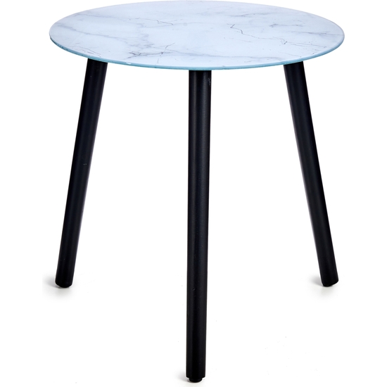 MESA CRISTAL EFECTO MARMOL BLANCO 42X40 image 0