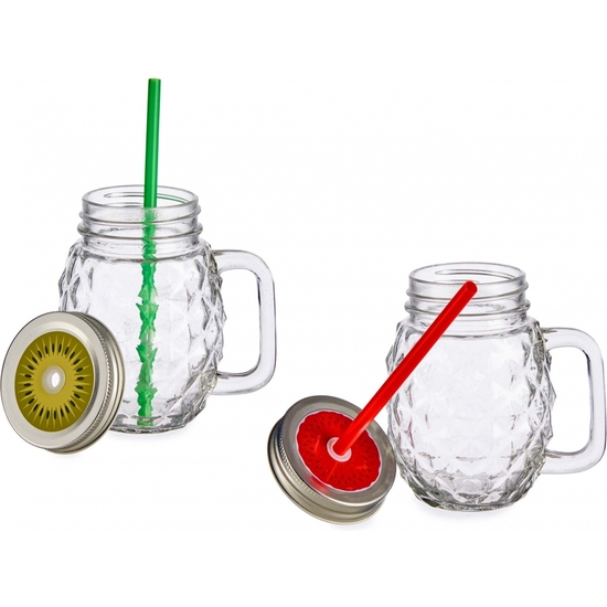 SET 2 JARRAS CRISTAL+PAJITA 480ML.12X8CM image 0
