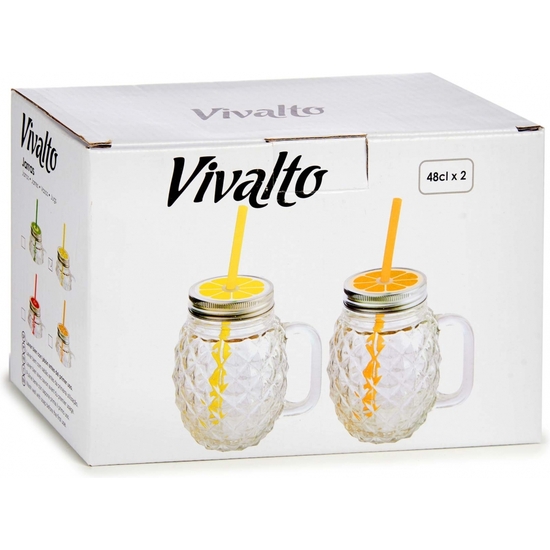 SET 2 JARRAS CRISTAL+PAJITA 480ML.12X8CM image 1