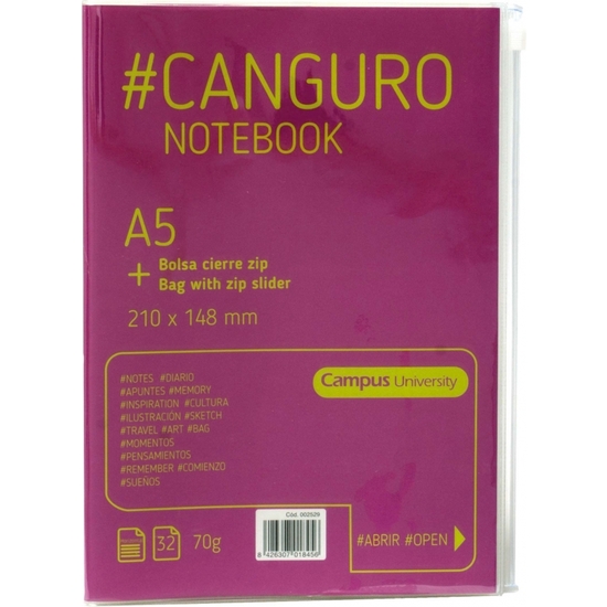 CUADERNO 32HOJAS A5 RAYADO FUNDA CIERRE ZIP 4 COLORES image 0