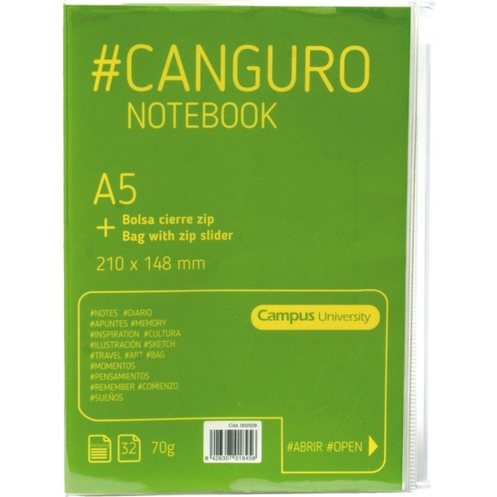 CUADERNO 32HOJAS A5 RAYADO FUNDA CIERRE ZIP 4 COLORES image 1