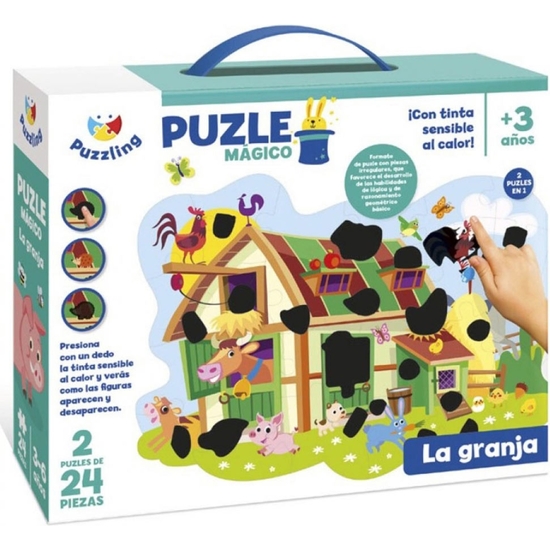 PUZZLE DOBLE 2X24 GOMA MÁGICA GRANJA image 0