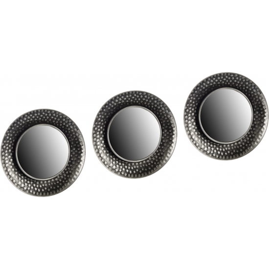 SET 3 ESPEJOS DECORACIÓN NEGRO-PLATA25CM image 0