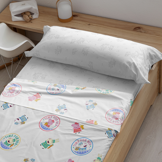 JUEGO DE SÁBANAS 100% ALGODÓN PEPPA PIG TIME BED 90 (160X270 CM) image 0