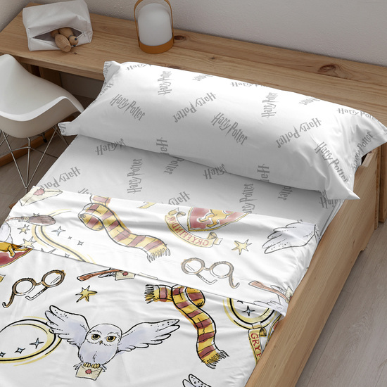 JUEGO DE SÁBANAS CON ALMOHADA Y BAJERA ESTAMPADAS 100% ALGODÓN MODELO HEDWIG PARA CAMA DE 90. image 0