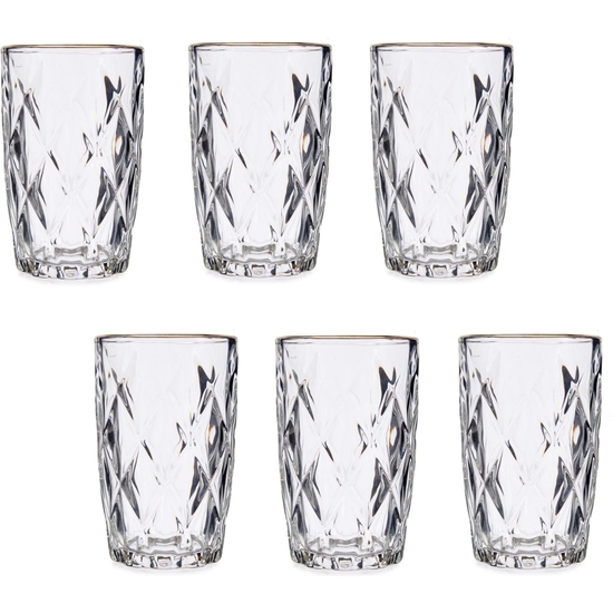 SET 6 VASO CRISTAL TALLA FILO ORO 340 ML 13X8 image 0