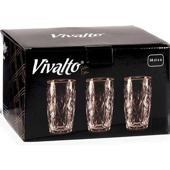 SET 6 VASO CRISTAL TALLA FILO ORO 340 ML 13X8 image 1