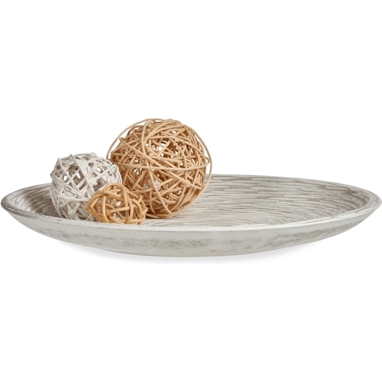 PLATO DECORACIÓN MADERA RELIEVE BLANCO 29 CM image 1