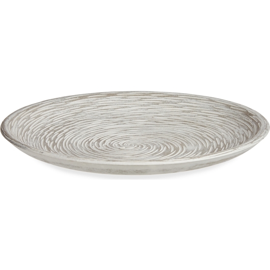 PLATO DECORACIÓN MADERA RELIEVE BLANCO 29 CM image 2