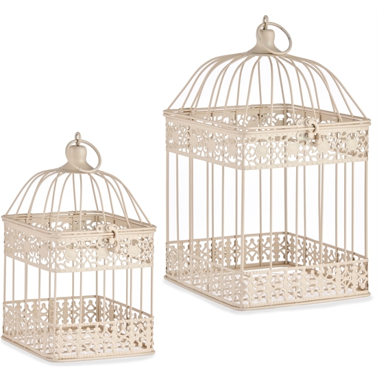 SET 2 JAULAS DECORACIÓN METAL CREMA35X18 image 0