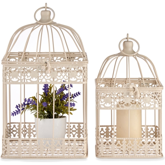 SET 2 JAULAS DECORACIÓN METAL CREMA35X18 image 1