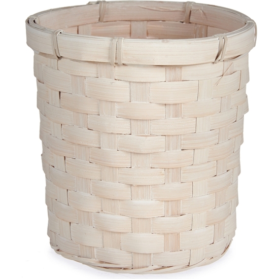 MACETERO REDONDO BAMBU BLANCO 17X17X15 image 0