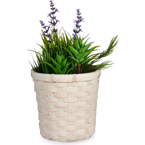 MACETERO REDONDO BAMBU BLANCO 17X17X15 image 1