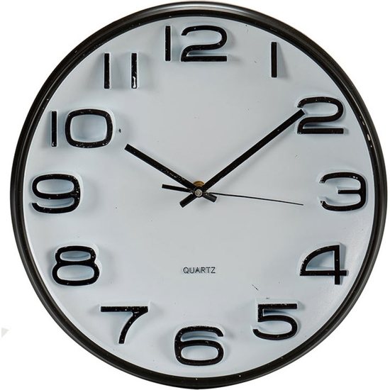 RELOJ PARED RELIEVE BLANCO-NEGRO 33 CM image 1
