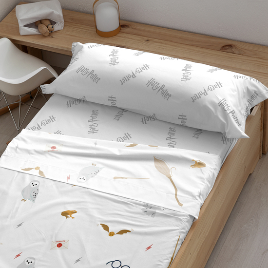 JUEGO DE SÁBANAS CON ALMOHADA Y BAJERA ESTAMPADAS 100% ALGODÓN MODELO HOGWARTS NORDIC PARA CAMA DE 90. image 0