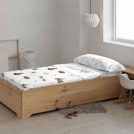 JUEGO DE SÁBANAS CON ALMOHADA Y BAJERA ESTAMPADAS 100% ALGODÓN MODELO PLATFORM 9 3-4 PARA CAMA DE 90. image 2