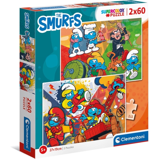 LOS PITUFOS PUZZLE DOBLE 2X60 PZAS image 0