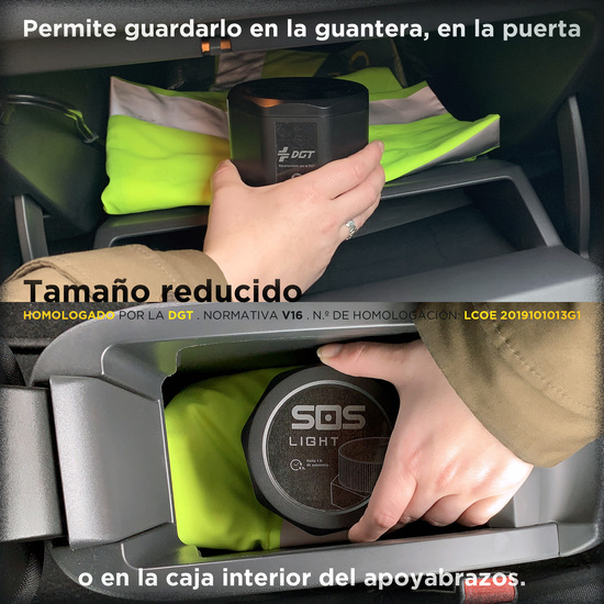 SOS LIGHT - LUZ DE EMERGENCIA AUTÓNOMA, SEÑAL V16 DE PRESEÑALIZACIÓN DE PELIGRO, HOMOLOGADA DGT V16 image 5