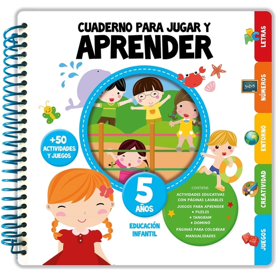 CUADERNO EDUCATIVO ACTIVIDADES Y JUEGOS 52 PÁGINAS +5 AÑOS image 0