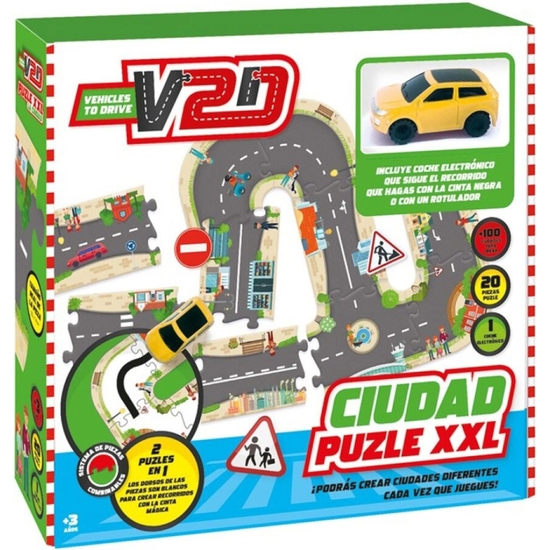 PUZZLE CIRCUITO CARRETERA CON COCHE 50 PIEZAS image 0