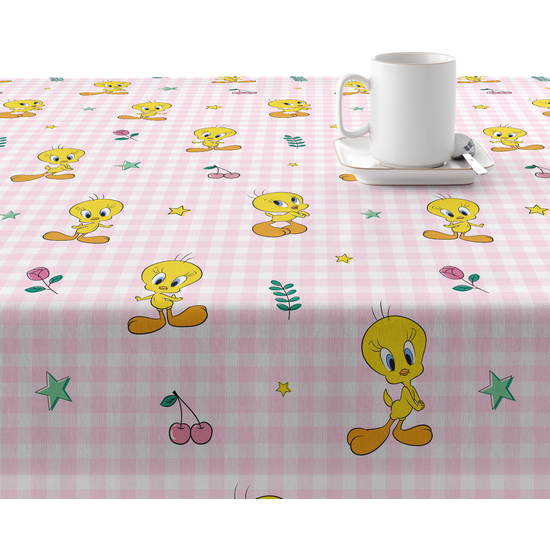 MANTEL RESINADO (TACTO PLASTIFICADO) ANTIMANCHAS MODELO TWEETY 2 PINK image 1