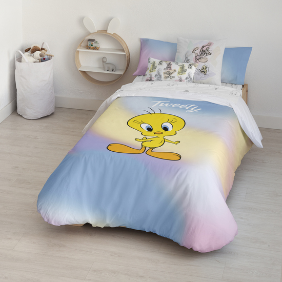 FUNDA NÓRDICA CON BOTONES 100% ALGODÓN MODELO SWEET TWEETY PARA CAMA DE 90 ( 155X220 CM.) image 0