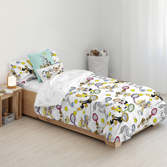 FUNDA NÓRDICA CON BOTONES 100% ALGODÓN MODELO LOONEY TENIS PARA CAMA DE 105 (180X240 CM) image 1