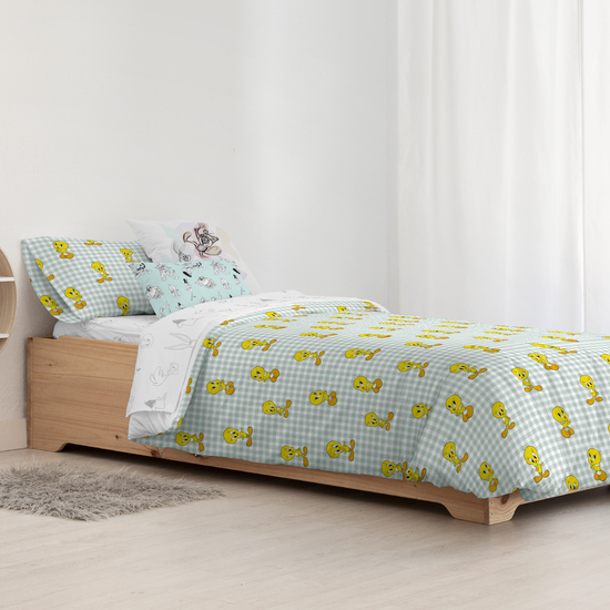 FUNDA NÓRDICA CON BOTONES 100% ALGODÓN MODELO TWEETY VICHY PARA CAMA DE 105 (180X240 CM) image 2