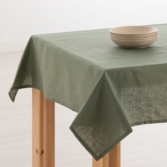 MANTEL HIDROFUGO ANTIMANCHAS LINO 100% ARMY GREEN image 1