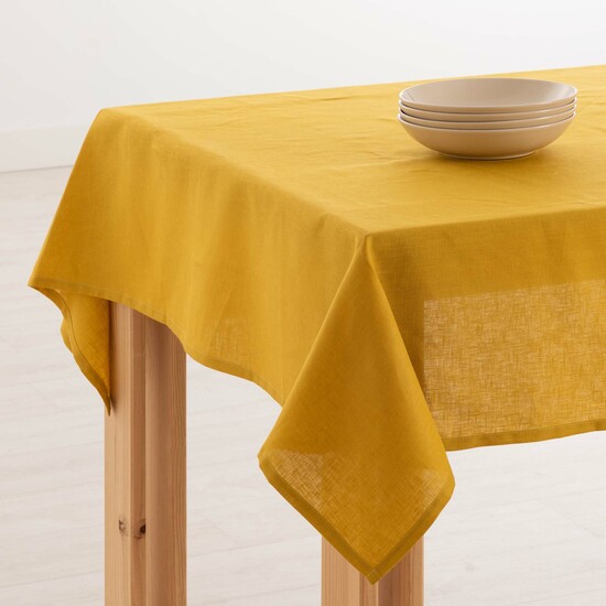 MANTEL HIDROFUGO ANTIMANCHAS LINO 100% MUSTARD image 2