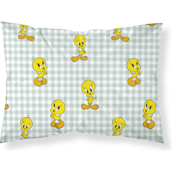 FUNDA DE ALMOHADA 100% ALGODÓN TWEETY VICHY CAMA DE 50X80CM. image 0