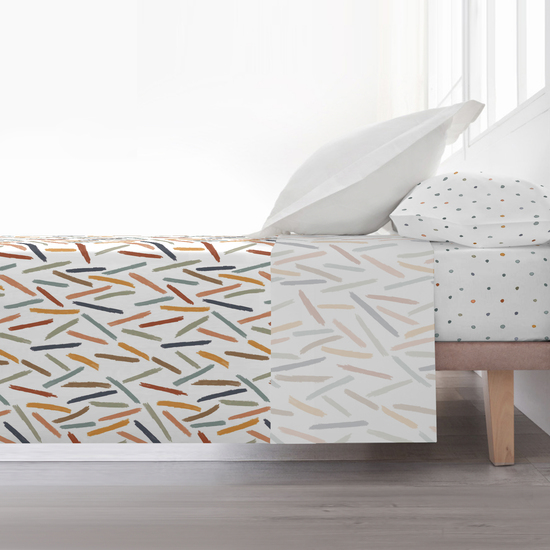 JUEGO DE SÁBANAS CON ALMOHADA Y BAJERA ESTAMPADAS 100% ALGODÓN MODELO ZURI PARA CAMA DE 90. image 2