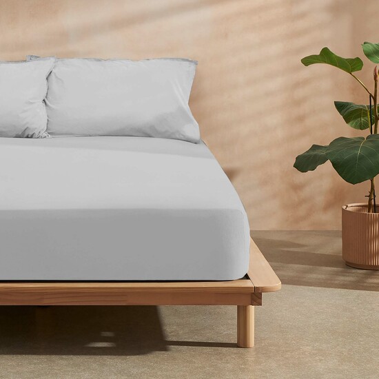 JUEGO DE SÁBANAS 100% ALGODÓN MODELO PAPAMOA GRIS LISO PARA CAMA DE 180. image 1