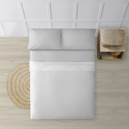 JUEGO DE SÁBANAS 100% ALGODÓN MODELO PAPAMOA GRIS RAYA PARA CAMA DE 180. image 0