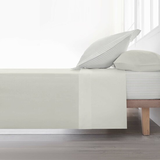 JUEGO DE SÁBANAS 100% ALGODÓN MODELO PAPAMOA BEIGE LISO PARA CAMA DE 150/160 image 2