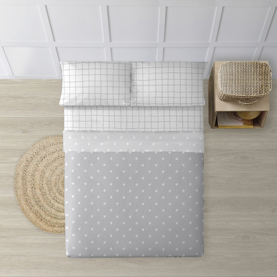 JUEGO DE SÁBANAS 100% ALGODÓN MODELO ATAKAMA GRIS PARA CAMA DE 150/160 image 0