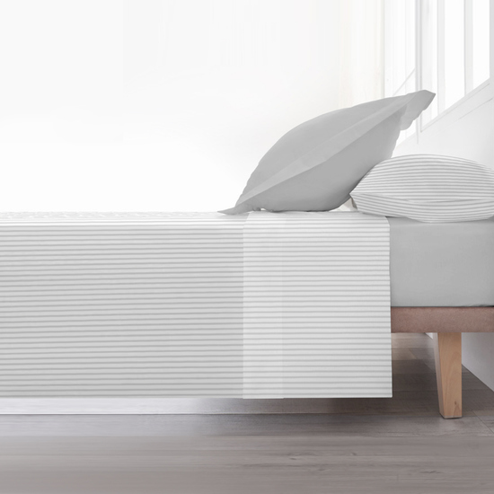 JUEGO DE SÁBANAS 100% ALGODÓN MODELO PAPAMOA GRIS LISO PARA CAMA DE 90. image 2