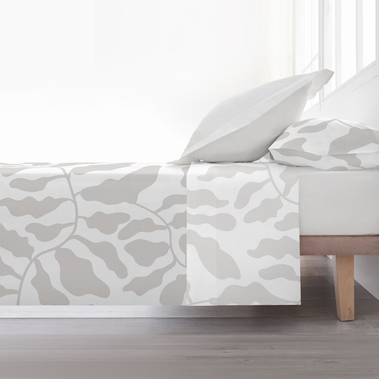 JUEGO DE SÁBANAS 100% ALGODÓN MODELO CHAME GRIS PARA CAMA DE 90. image 1