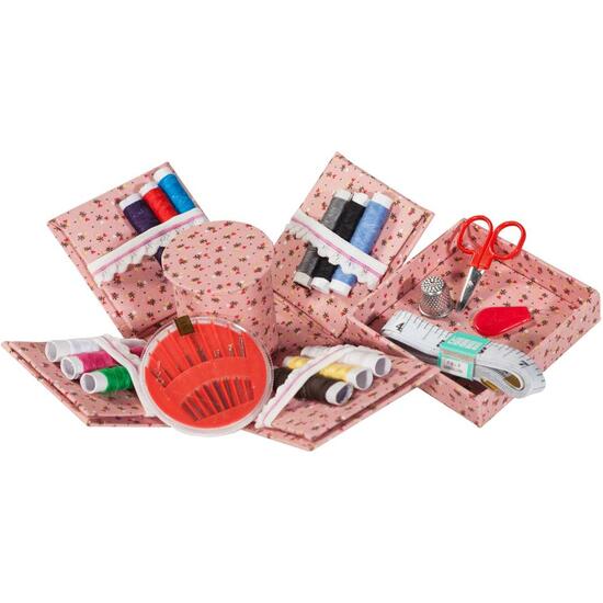 CARDBOARD AND FABRIC SEWING BOX WITH ACCESSORIES image 3
